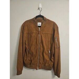 Zara faux suede zip-up bomber jacket slim fit men